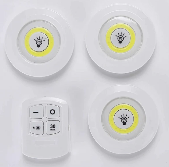 Set 3 Luces LED Inalambricas Con Control Remoto